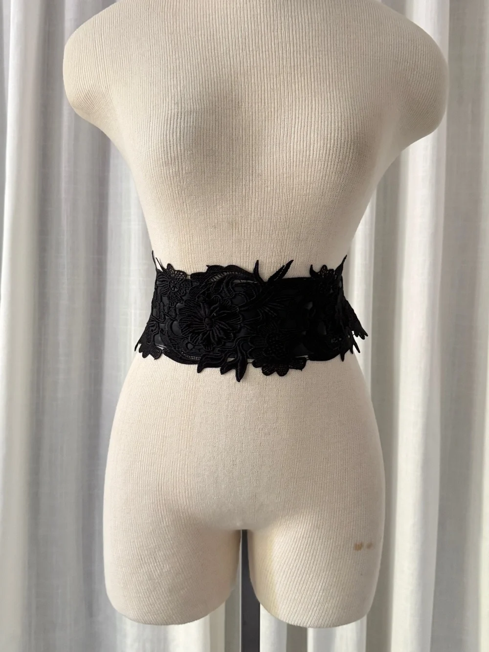 One White & One Black Lace Waist Belt - Women's Accessory